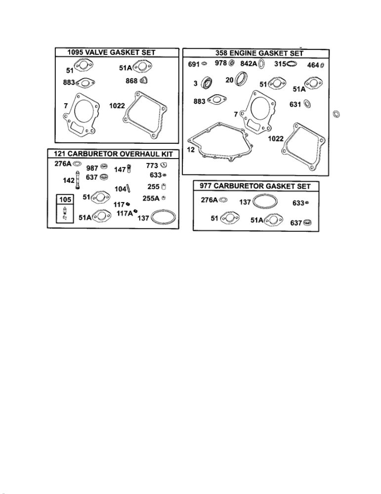 Gasket Sets/Overhaul Kit Diagram and Parts List for 185400-185499 0412-0599 Briggs and Stratton Engine